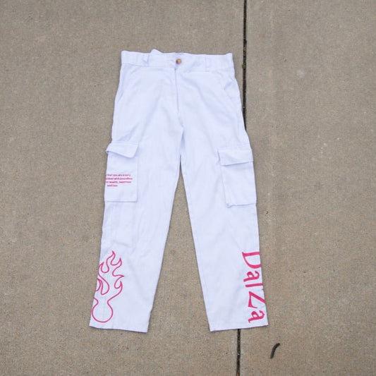 white/Pink Cargo Pants